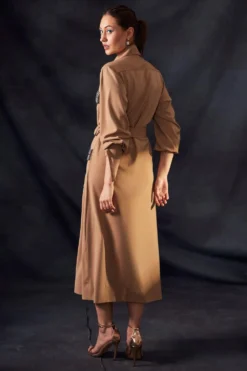 Nikita Mhaisalkar Beige Shirt Dress With Turkish Bead Work -Inca Clothing Shop tt sf22 043 4