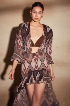 Nikita Mhaisalkar Tan Tapis Print Sequinned Dress With Bralette -Inca Clothing Shop tt sf22 059 3