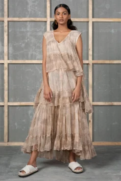 Urvashi Kaur Axial Dress In Linen Noil