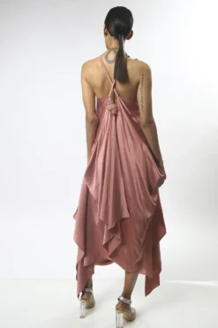 Varun Bahl Draped Dress With 3D Floral Embroidery Details -Inca Clothing Shop vb dc 20 tb c 03 3