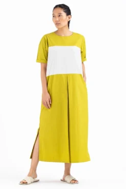 Three Lime Front Patch Dress