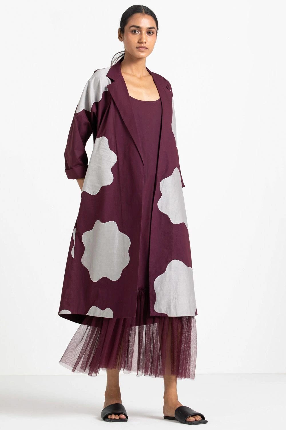 Three Wine Coloured Jacket & Slip Dress Set 2 Three Wine Coloured Jacket & Slip Dress Set - Image 2