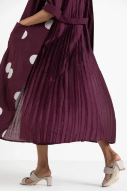 Three Wine Dress & Polka Dotted Jacket Set -Inca Clothing Shop wf21 set02 3