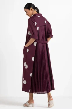 Three Wine Dress & Polka Dotted Jacket Set -Inca Clothing Shop wf21 set02 4