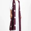 Three White Maxi Dress & Wine Polka Dotted Jacket Set