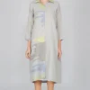 YAVI Cotton Jamdani Button Down Shirt Dress.