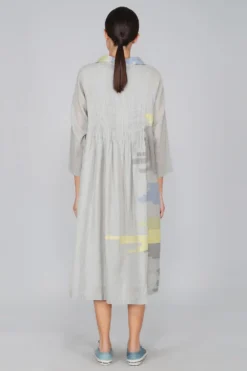 YAVI Cotton Jamdani Button Down Shirt Dress. -Inca Clothing Shop y10aj 01 5