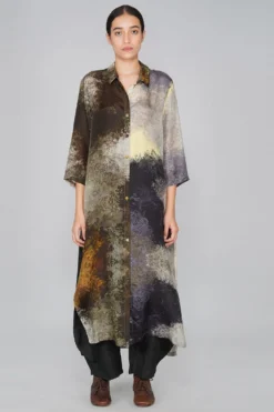 YAVI Silk Printed Slit Dress -Inca Clothing Shop yc10d 29 2