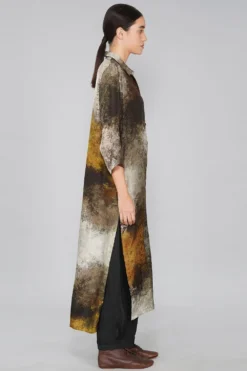 YAVI Silk Printed Slit Dress -Inca Clothing Shop yc10d 29 4