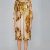YAVI Leaf Impressionist Dress With Pintuck Details