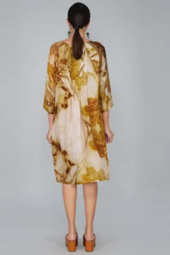 YAVI Leaf Impressionist Dress With Pintuck Details -Inca Clothing Shop yc10d 34 4