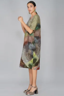 YAVI V Neck Impressionist Print Dress 8 YAVI V Neck Impressionist Print Dress -Inca Clothing Shop yc10d 60 4