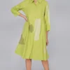 YAVI Lime Button Down Shirt Dress