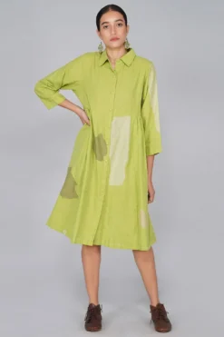 YAVI Lime Button Down Shirt Dress