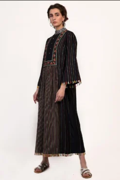 Ikai Navy Blue Yoke Gather Dress